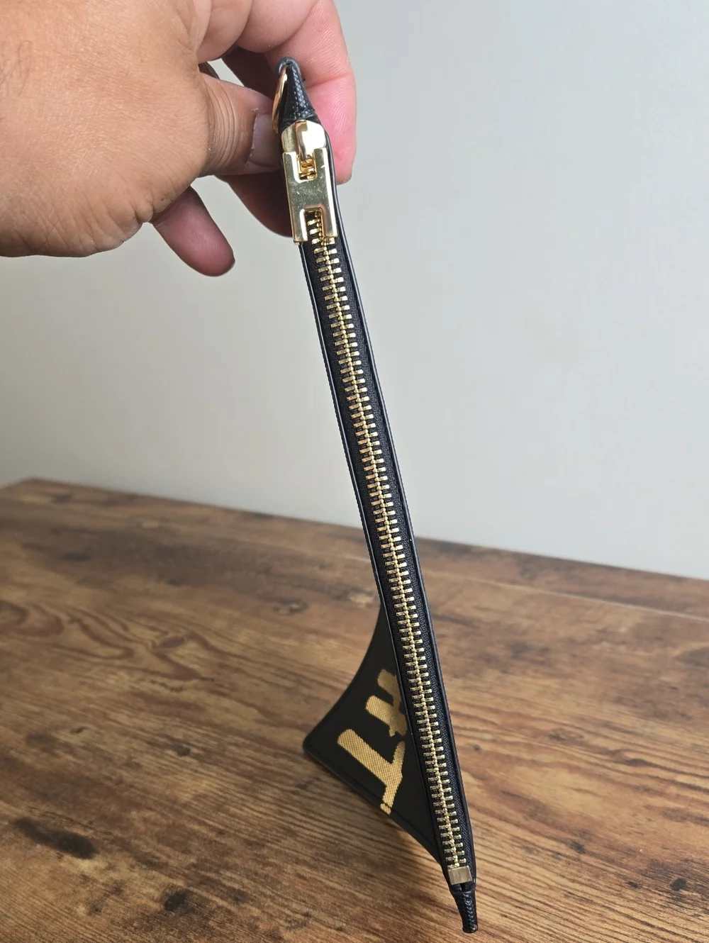 India Hicks Flat Pouch “The Future is so Bright”Metallic Gold Clutch Wristlet